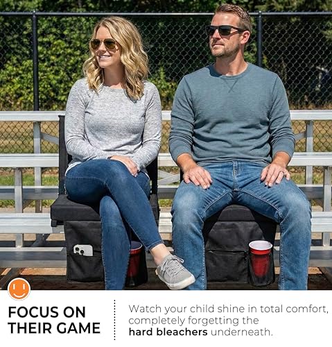 Image of SPORT BEATS Stadium Seats with Back Support Bleacher Chairs with Back and Cushion Thick Padded Bleacher Seats Includes Shoulder Strap