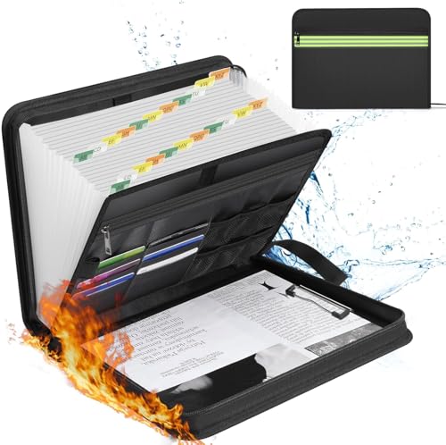 Classeur rangement documents A4 zippé protégeant vos factures de l'eau et des flammes