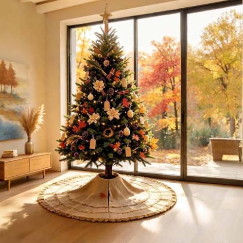 Yuboo Rustic Burlap Christmas Tree Skirt
