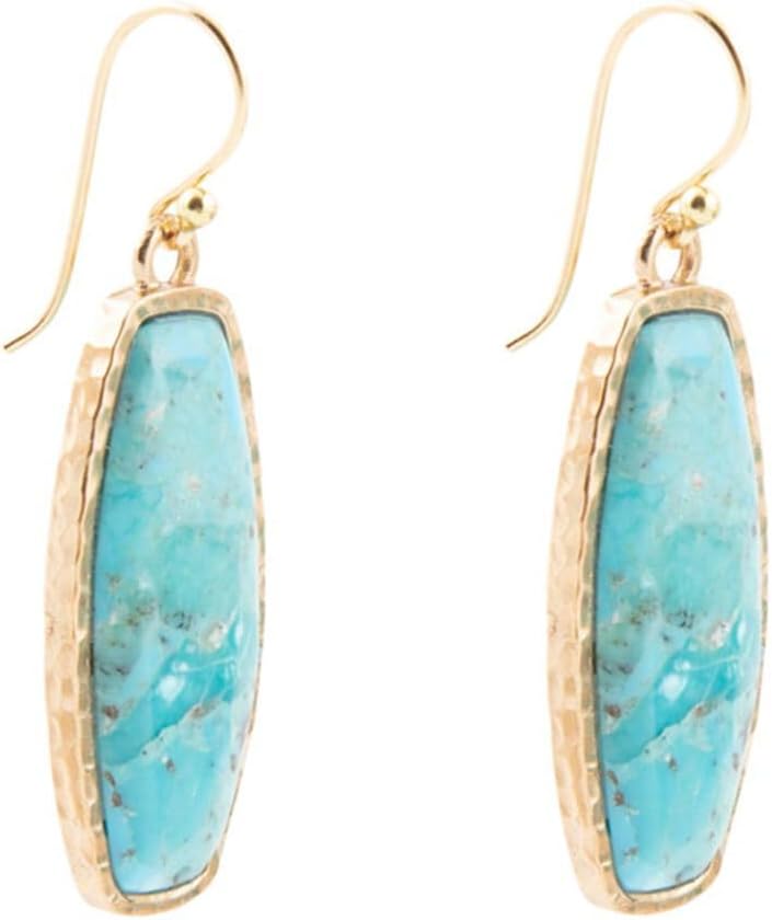 Barse Jewelry Odyssey Long Blue Turquoise and Golden Statement Earrings - Image 3