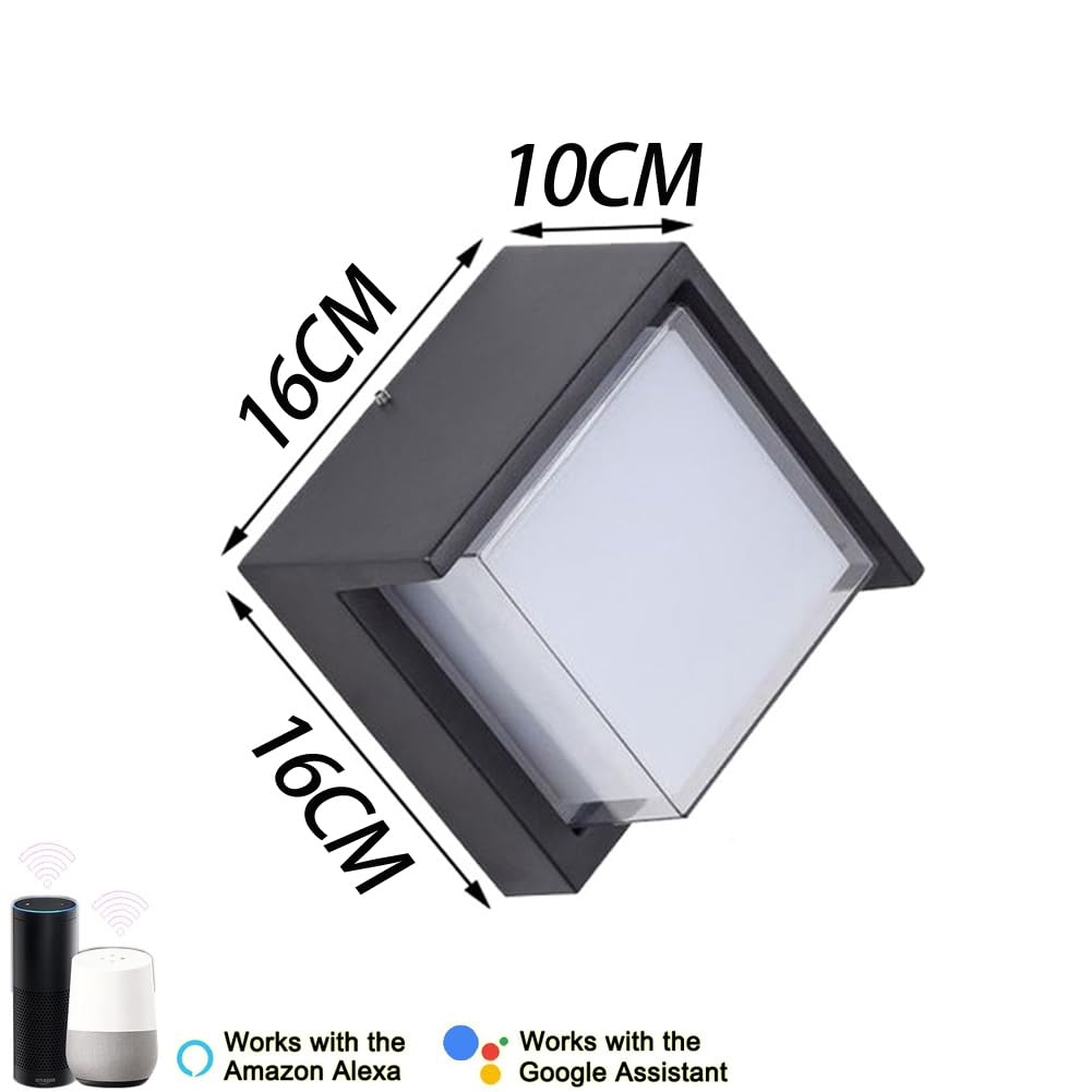 LED Außenlampe Quadratische RGB Dimmbar Wandleuchte Smart APP Steuerung Timer Wandlampe Innen Außen Wasserdicht IP65 Außenwandleuchte RGB Farbwechsler Wandbeleuchtung für Indoor Outdoor Garten
