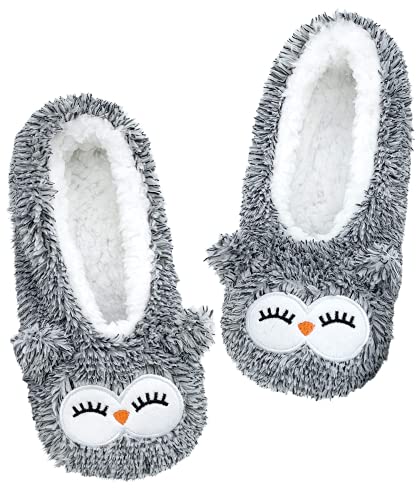 Dicuird Womens Slipper Socks Low Cut Comfy&Warm Animal Non-Skid Bedroom Slippers(Owl, 8-10) #TOP5