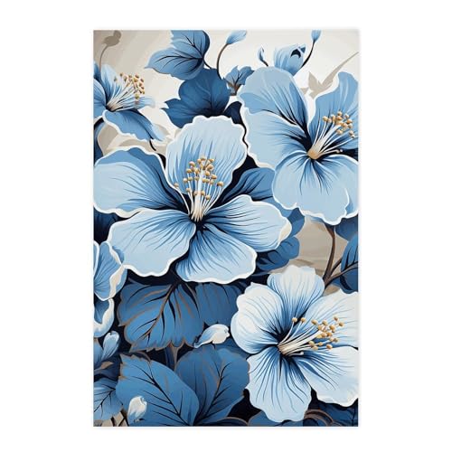 Poster mural vintage fleur d'hibiscus bleu pour chambre