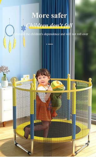 Image of STEP OVER KIDSPLAY Premium Junior Trampoline with Safty net Enclosure (4.5Feet /55 Inch), Heavy Duty ★ SAFEST Kids Edition Trampoline★ (Blue & Yellow)