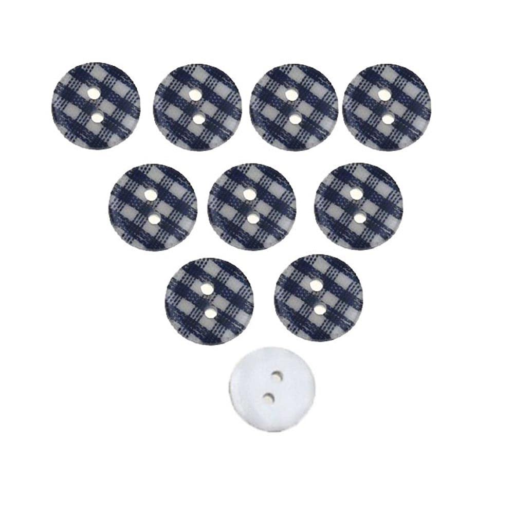 Reland Sun Kunstharzknöpfe 12,5 Mm, Gingham-Karo, Königsblau - 20 Stück, Für Babykleidung Und Basteln