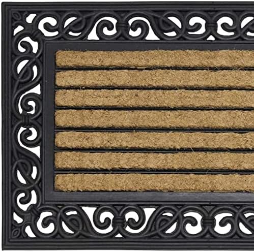 Lifestyle Comfort Ltd LSC Heavy Duty Karina Door Mat With Coir Bristles Washable And Non-Slip OutDoor Mats Timeless Elegant Design Entrance Coir Mat (Pack of 1, 45 X 75 cm)