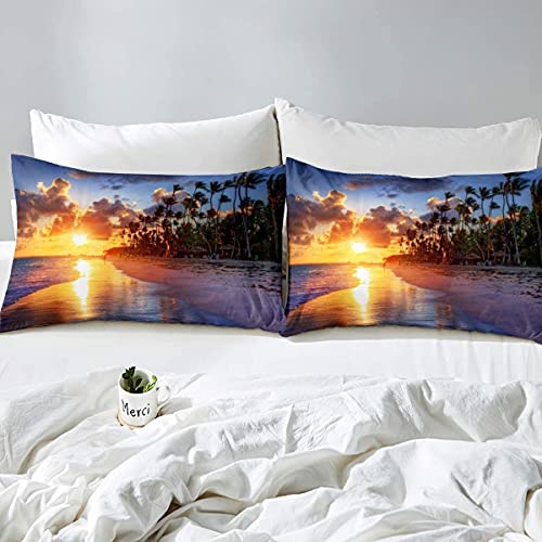 Housse de couette coucher de soleil 3D en microfibre zippée de la marque Homemissing pour lit simple - 3