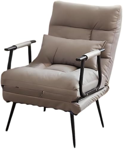 一人掛けソファチェア モダン アームチェア リビング 書斎 コンパクト レザー調 肘付き 北欧 (ダークグレー)