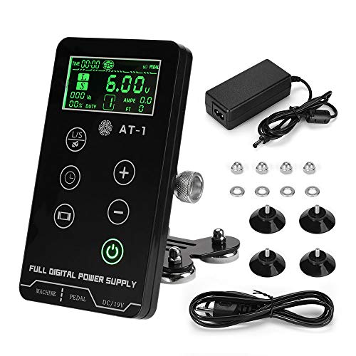 Tattoo Power Supply, ATOMUS Professional Digital LCD Touch Screen Power Supply for Tattoo Machine Liner and Shader 45° Rotatable Multi-functional Fit for All Tattoo Machine Supplies