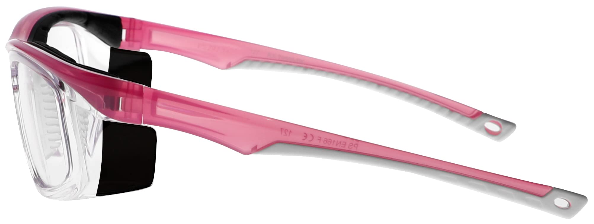 Gafas de seguridad radiológica Modelo T9559 Gafas de plomo con lentes protectoras Pb de .75 mm y protectores laterales Pb Eq de .50 mm en elegante marco de nylon (rosa)