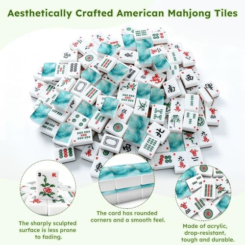 Juego de Mahjong americano con 166 fichas de acrílico miniatura 6