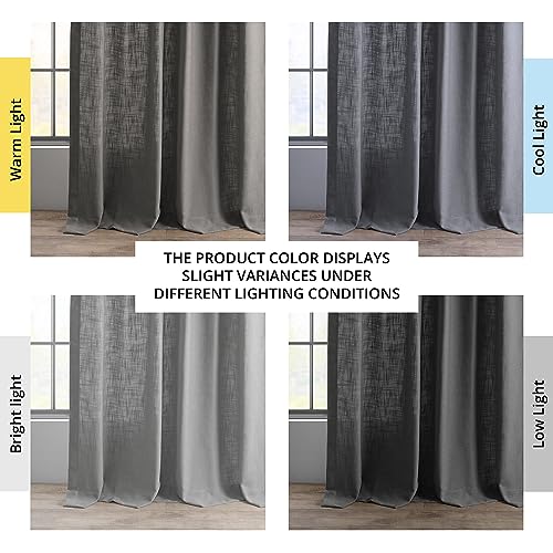 Image of HPD Half Price Drapes Heavy Faux Linen Light Filtering Curtains for Bedroom 84 Inches Long (1 Panel) - Rod Pocket Curtains for Living Room - Window Curtains Home Decor - 50 X 84, Pewter Grey