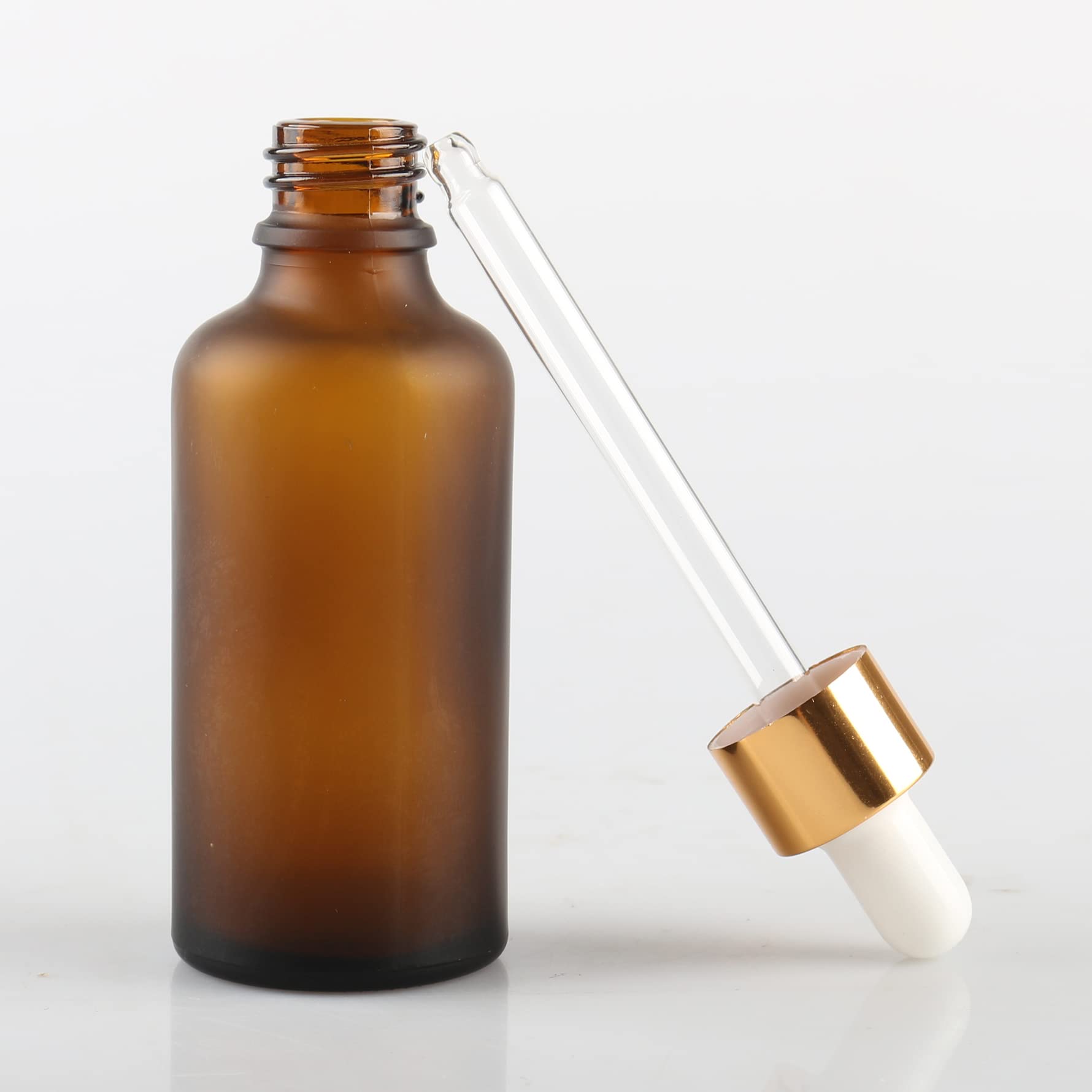 24 Stück 50 ml Gefrostet Braunglas Pipettenflasche mit Gold Pipettenring, Leere Glasflasche Glastropfer Glaspipette Tropfflaschen für Ätherische Öle Aromatherapie + 4x Trichter