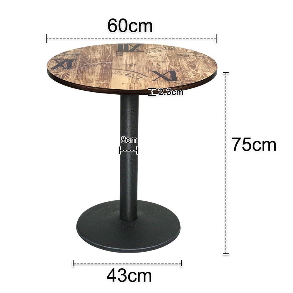 OHMG Tavolo da pranzo in legno quadrato, design piccolo tavolo da cucina per 2-4 persone, tavolo da pranzo per sala da pranzo, salotto, balcone, legno MDF, piede in acciaio, minimalista (circolare-60