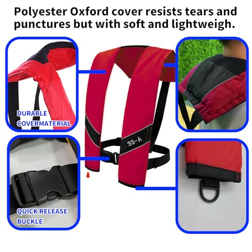 Image of Automatic Inflatable Life Jacket|Life Vest for Adults|PFD Low Profile|Supports up to 330 lbs