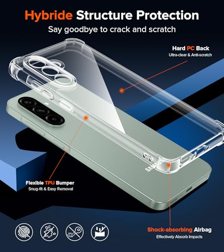 ivoler 4 in 1 Cover for Samsung Galaxy A56 5G Case with 3 Pack Screen Protector, Military Transparent Anti-Shock Protective - Clear ivoler 4 in 1 Cover for Samsung Galaxy A56 5G Case with 3 Pack Screen Protector, Military Transparent Anti-Shock Protective - Clear