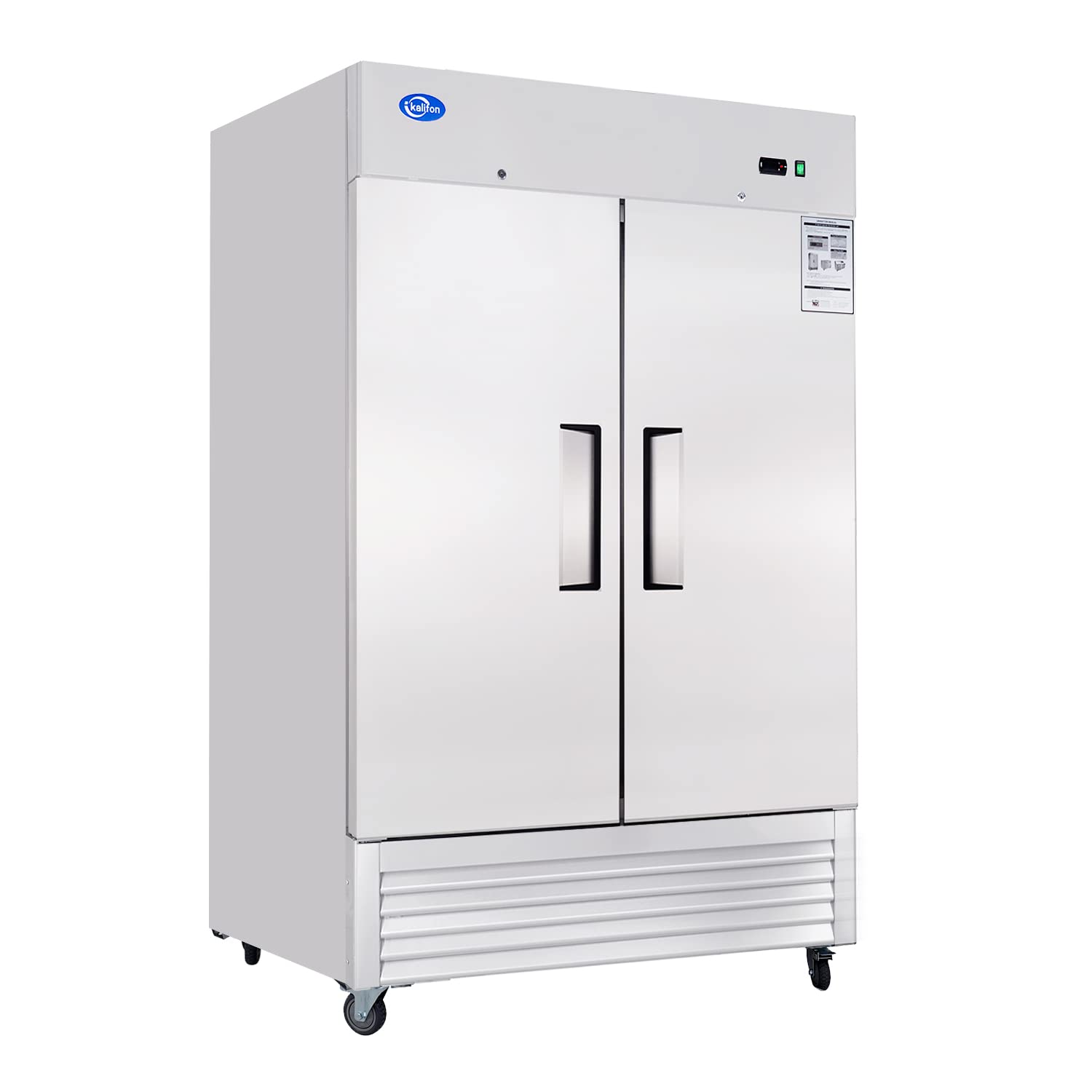 54" Commercial Refrigerator with 2 Solid Doors&amp;8 Shelves, 49 Cu.ft Reach-in Stainless Steel Refrigerator, Fan Cooling Refrigerator for Restaurant, Bar, Home, Shop, and Business