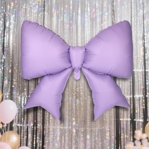 Image of 4Pcs Giant Bow Balloons, 97.5cm /38in Big Elegant Coquette Theme Balloons for Birthday Wedding Engagement & Party Large Decorations Bridal & Bachelorette Supplies (Purple)