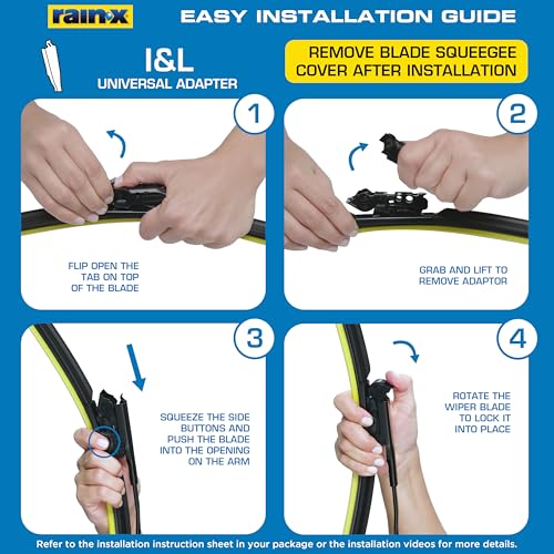 Image of Rain-X Silicone AdvantEdge Wiper Blade 14 inch Windshield Wiper Blades Replacement, All-Weather Performance Lasts 2X Longer, Premium Beam, Installock Adapter for Easy Fit (Pack of 1)