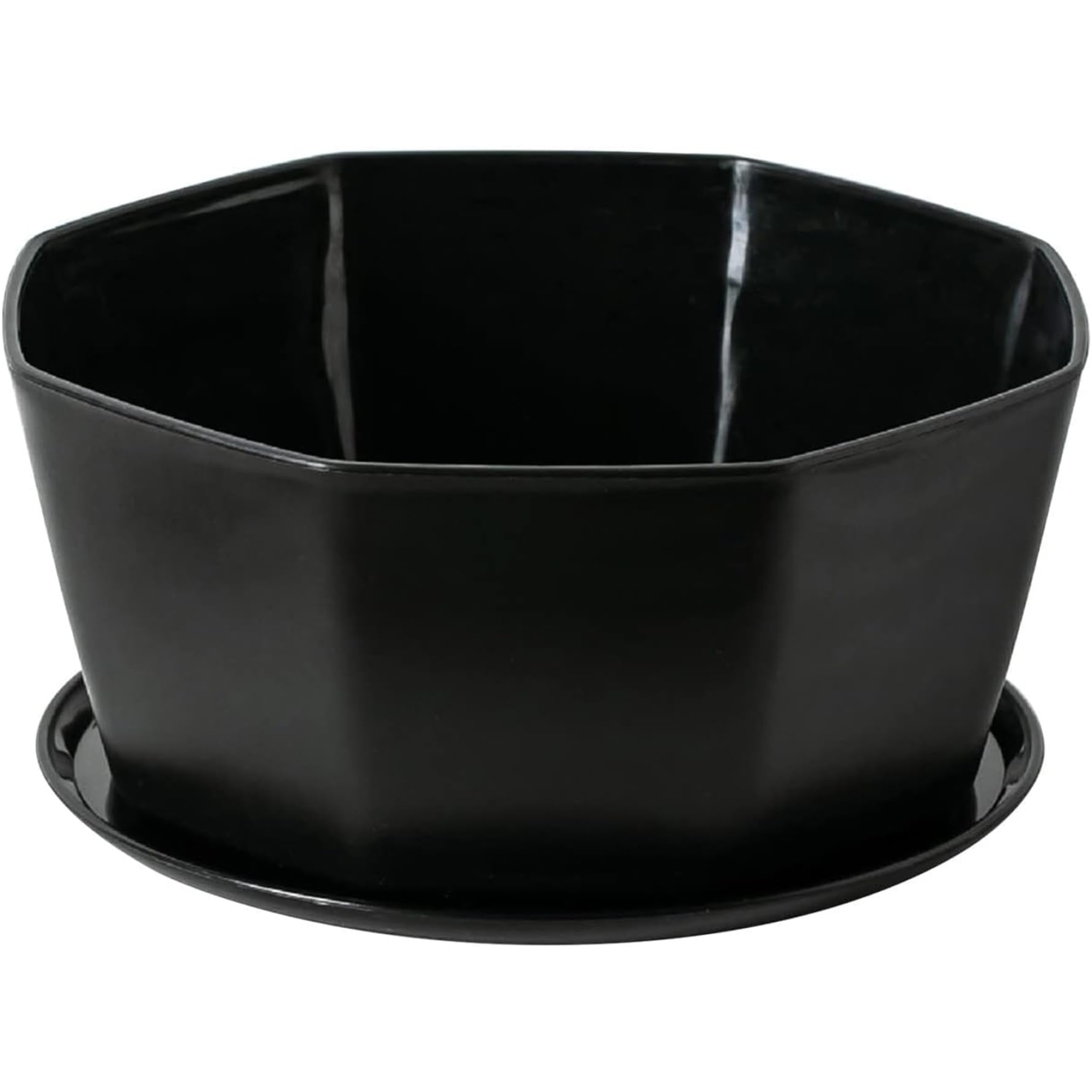 5.9" Succulent Pots, Plastic Succulent Planter Pots with Drainage Hole, Shallow Plant Pot, Flower Pot for Indoor Plants Round Shallow Bonsai with Bamboo Tray, Black
