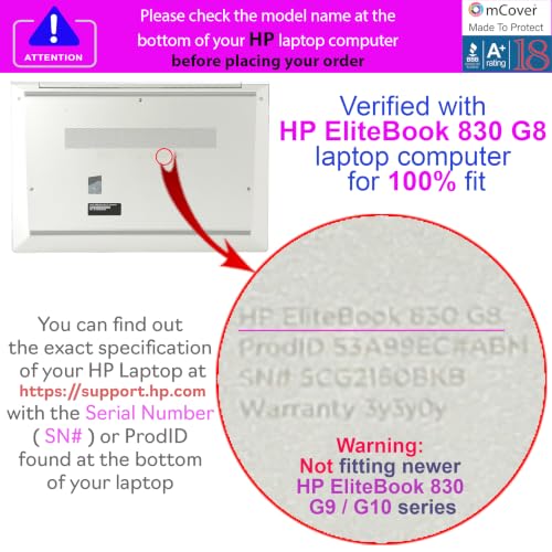 Funda mCover HP EliteBook 830 G7 evita arañazos carcasa ligera para portátil 13.3 pulgadas G8 3