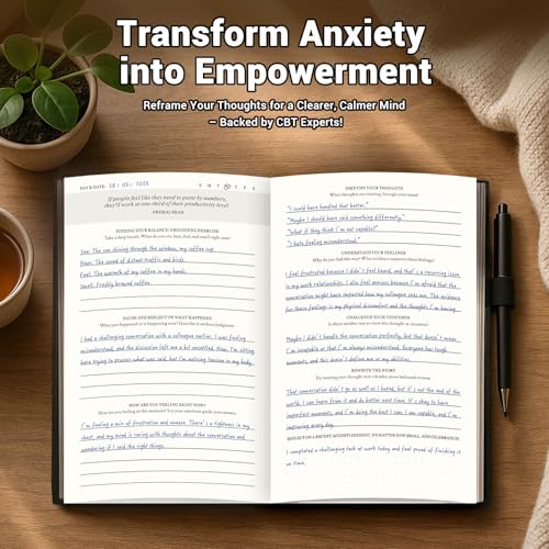 Image of Guided Anxiety Journal for Women & Men - Cognitive Behavioral Therapy (CBT) Journal with Repetitive Mindfulness Prompts, Anti-Anxiety Techniques, Overthinking & Brain Dump Journals for Mental Health & Wellness