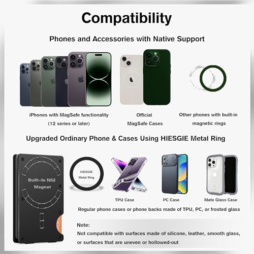 Image of Compatible with MagSafe Wallet, Slim Wallet for Men with Money Clip, Rfid Blocking Metal Card Holder, Minimalist Magnetic Wallet Compatible with iPhone 16 /15 /14 /13 /12 Series - Classic Black