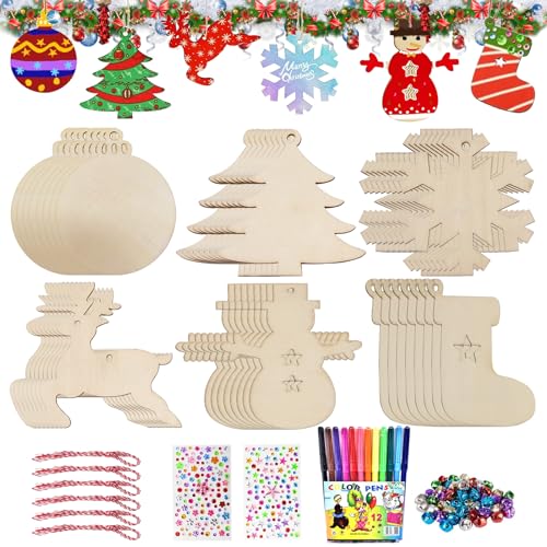 Basteln Weihnachten Kinder, 158 Stück Holz Weihnachtsbaumanhänger...
