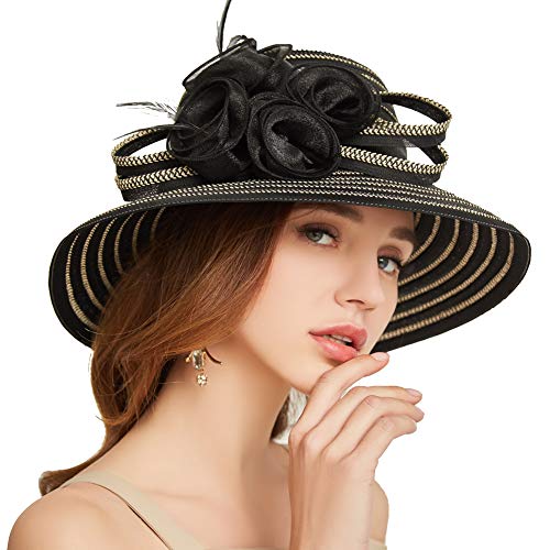 Go Mai Accessories Lady Derby Dress Church Cloche Hat Bow Bucket Wedding Bowler Hats Travel Casual Hat Black