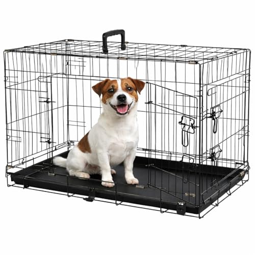 Flamingo Cage pour Animaux Mezo - Taille M - 77x47x55 cm - Pliable, Robuste et Facile à Nettoyer - Idéale pour Beagle, Bouledogue Français, Cocker Spaniel et Schnauzer