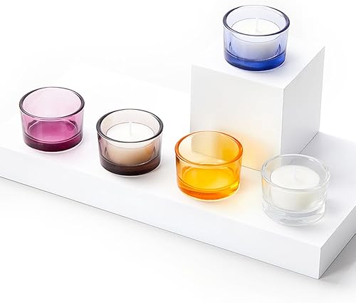 Miniatura 8 de Elivia CH03 - Portavelas dorado, juego de 18 portavelas redondo de cristal, 2 pulgadas de diámetro, color naranja oxidado