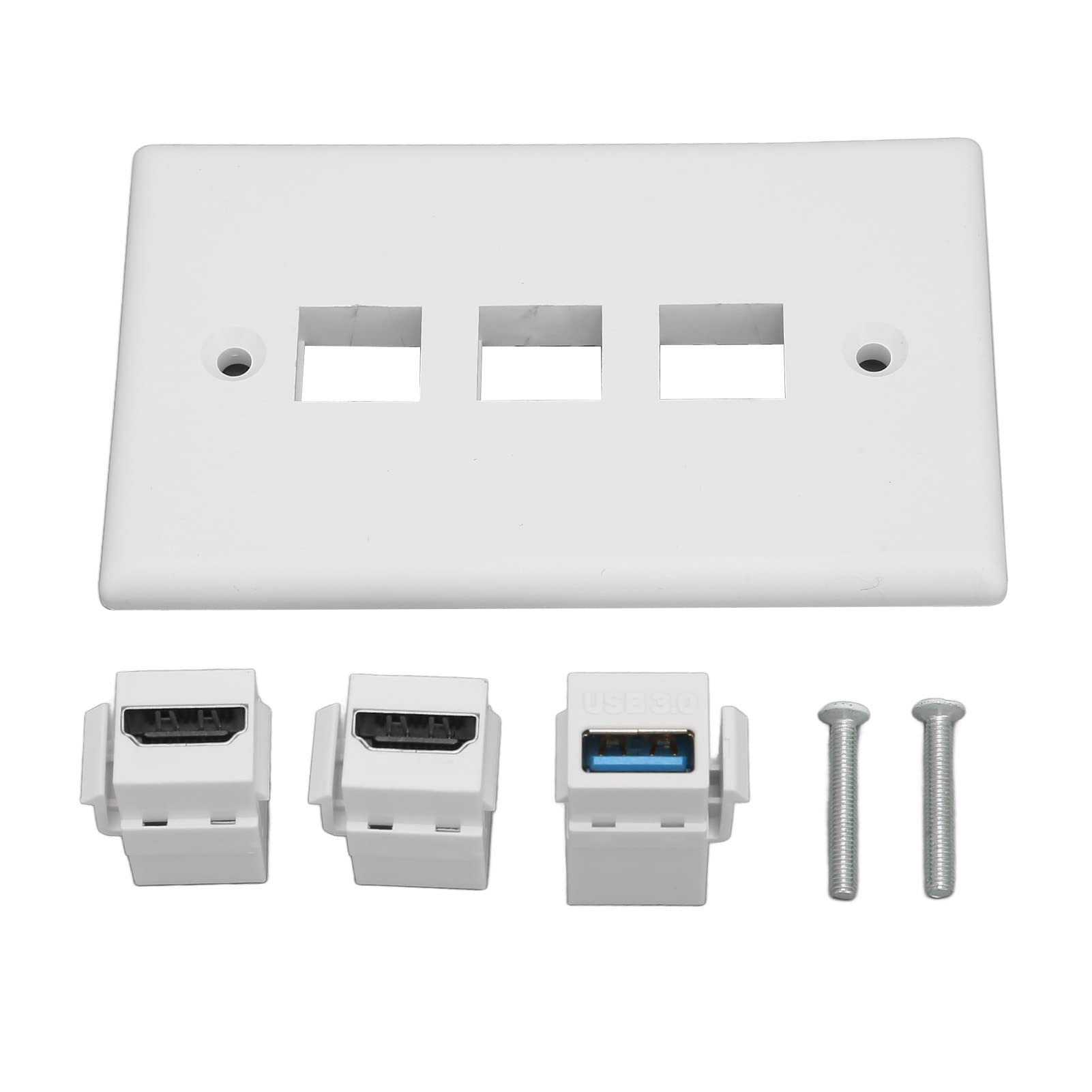 Bewinner Presa a Muro HDMI 3 Porte USB 3.0 Piastra Ethernet Senza Saldatura per TV HD a Parete