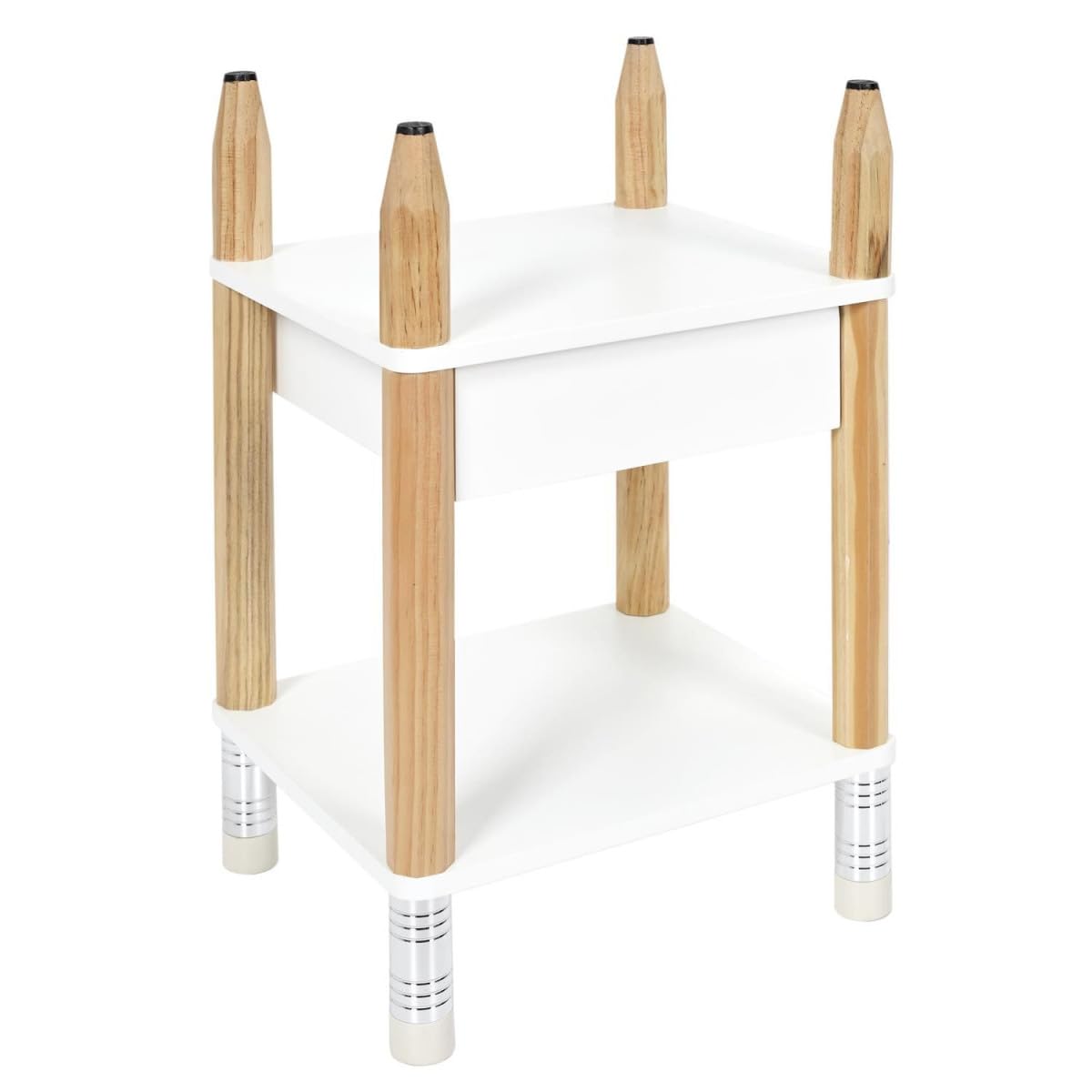 Paris Prix Table de Chevet Enfant Crayon 51cm Blanc & Beige