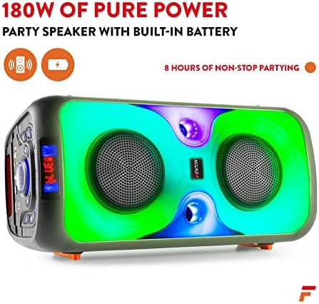 Fenton BoomBox440 Portable Bluetooth Party Speaker with Microphone, LED Lights and Built-in Rechargeable Battery