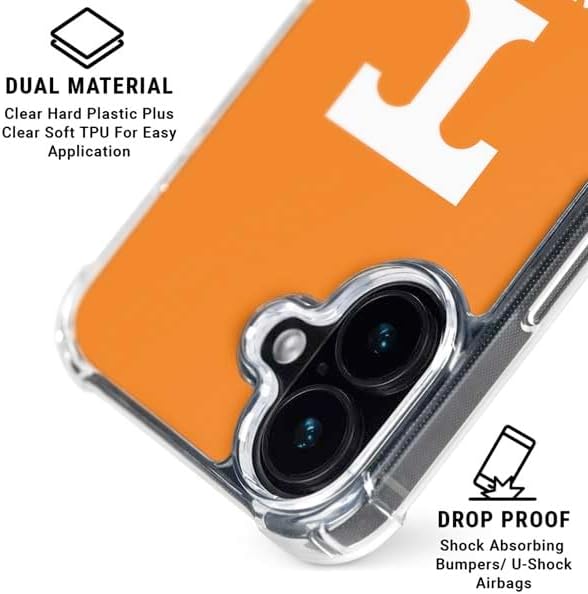 Skinit Clear Phone Case Compatible with iPhone 17 - Officially Licensed University of Tennessee-Knoxville T Logo on Orange Design