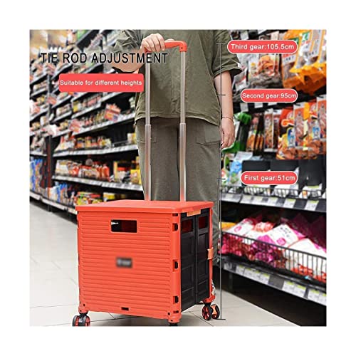 QUANLI Faltbarer Einkaufstrolley aus Metall mit Universalrad und Deckel, einfach zusammenklappbar, große Kapazität… – Bild 4