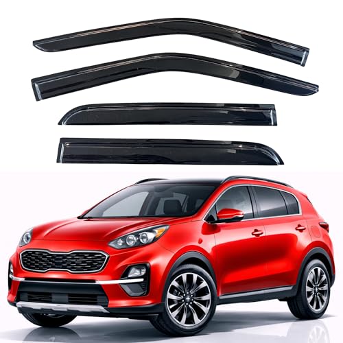 Image of KPY Rain Guards Fit for 2017-2022 Kia Sportage, Out-Channel Window Visors Vent Wind Deflectors 4PC, Car Accessories for 17-22 Sportage