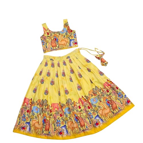 Image of E-Sqare Kids Girls Multicolour Bandhani Print Lehenga Choli Set | Ethnic Wear Dress | Readymade Clothing Set | 2 to 8 Years