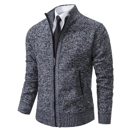 Men Cardigan Slim Fit Knitted Sweater Solid Long Sleeve Zipper Sweatercoat 7