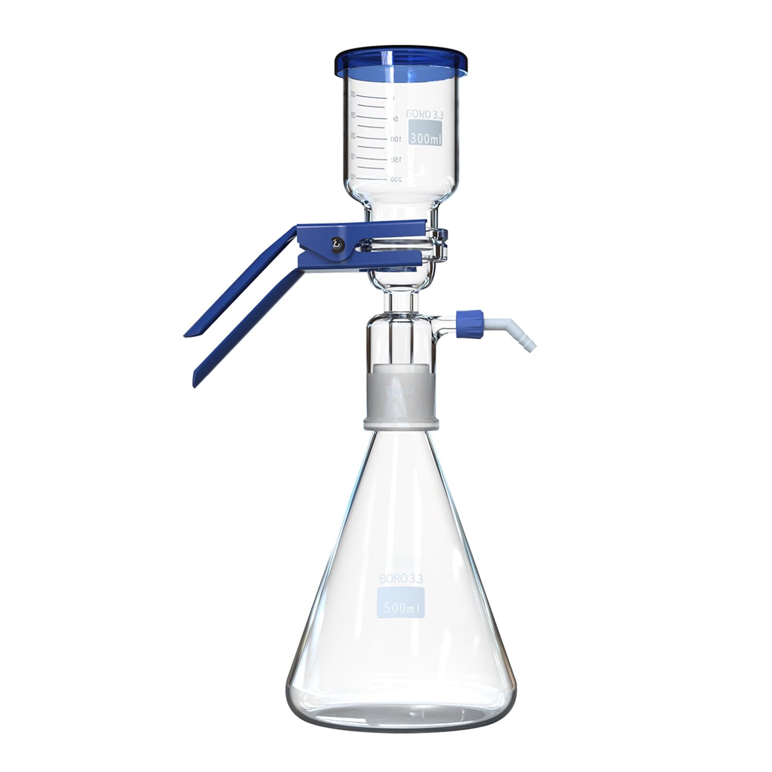 Kit de aparato de filtración al vacío de laboratorio, matraz de filtrado de 500 ml y embudo de vidrio de 300 ml
