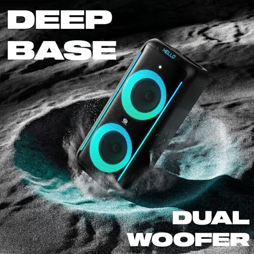 Image of DIGIMORE 160W PartyBox Speaker w /Wireless Mic | Dual 6.5 inch Boombox Speakers | AI Sound Boost & Deep Base Sound | RGB Lights, 10Hrs Battery & BT 5.3 /USB /TF /AUX for Parties & Gatherings (D-1362 Pro)