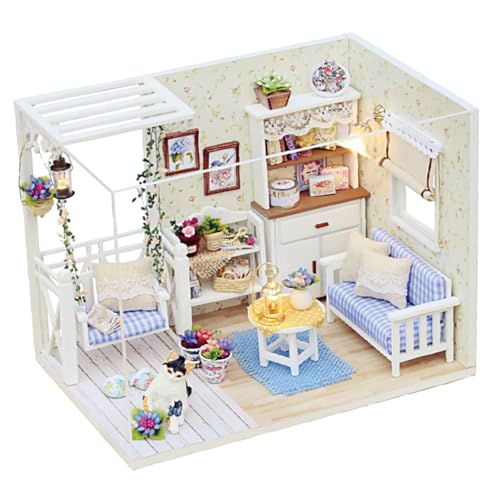 Happyyami 智趣屋小屋 小猫日?ミニチュアハウスキット 木製立模型 向け 設計 創造力を育む手作りインテリア 家族で楽しむクラフトモデル