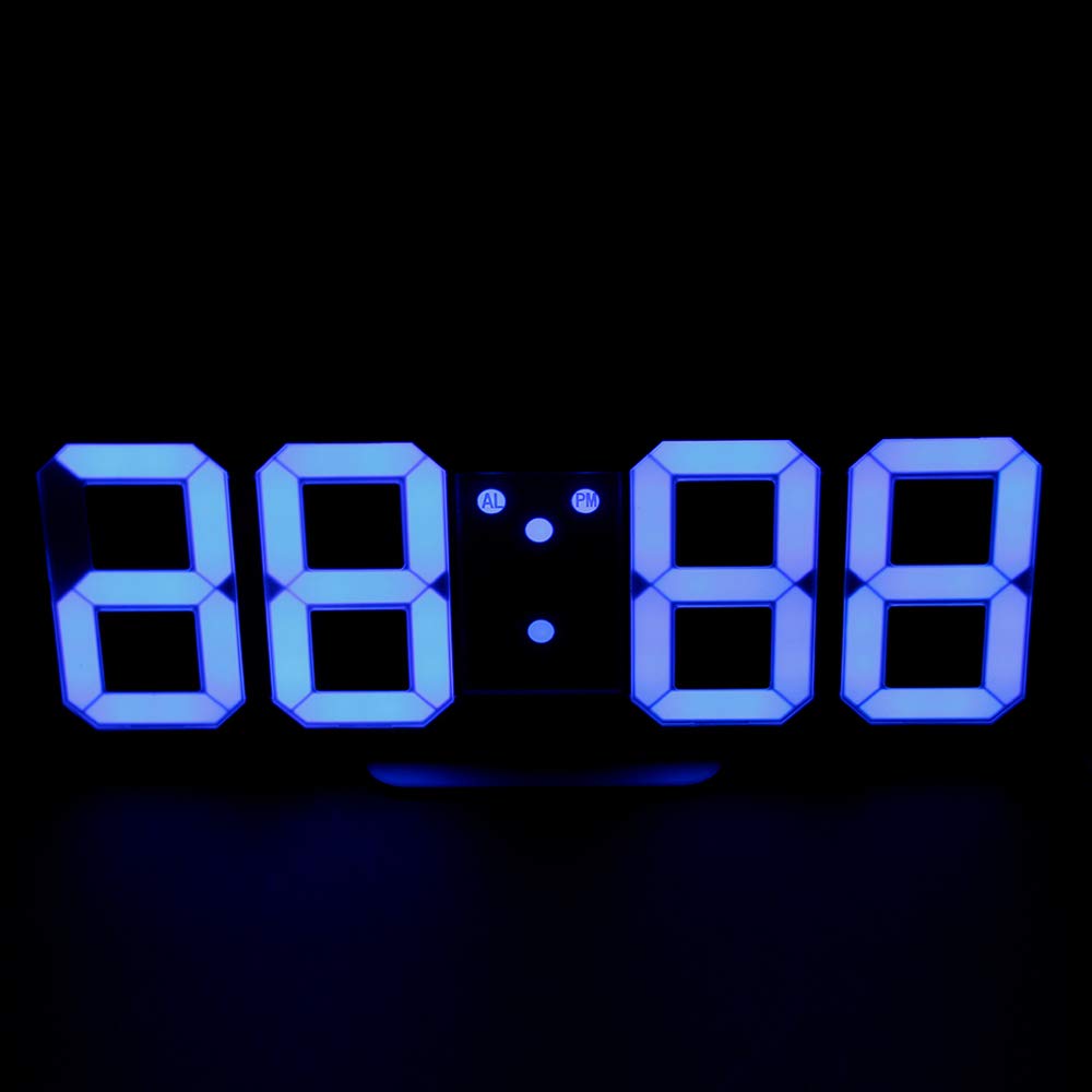 Buy 3D LED Digital Wall Clocks 8 Shaped Black Shell Red Light Hanging