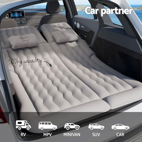 Image of Oshotto Multifunctional Car Inflatable Bed Air Mattress SUV Car Travel Outdoor Camping mat with Two Air Pillows and Air Pump Compatible with Tata Safari (Grey)