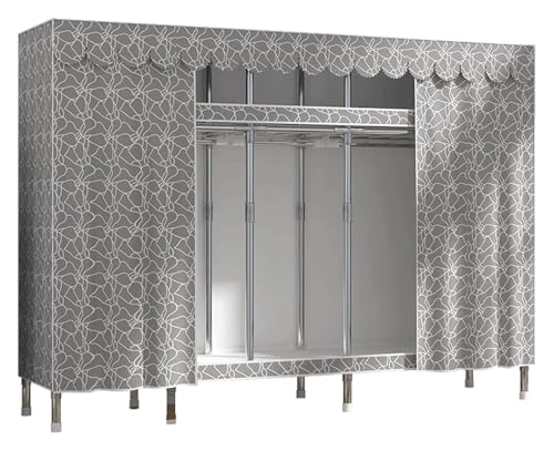 Placard en tissu portable 102 cm penderie armoire en toile grise avec housse