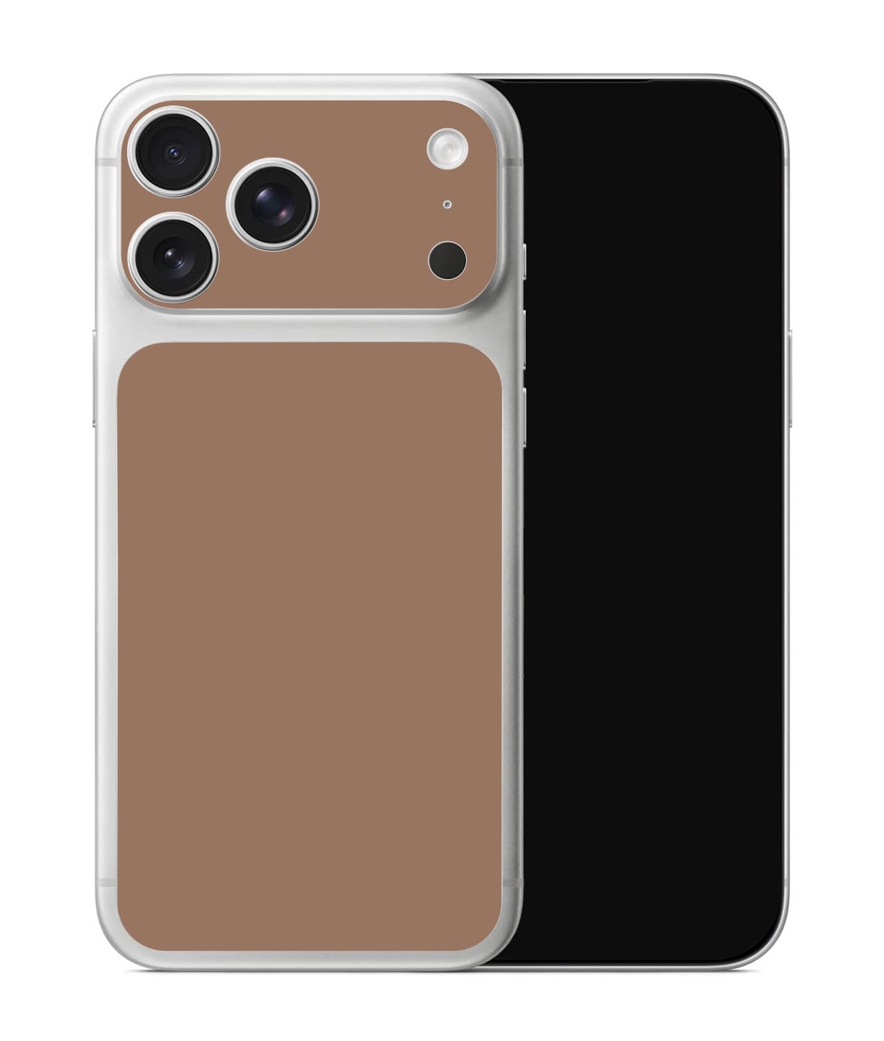 Vinilo para iPhone 17 Pro Max marrón y protector de lente con acabado mate 8