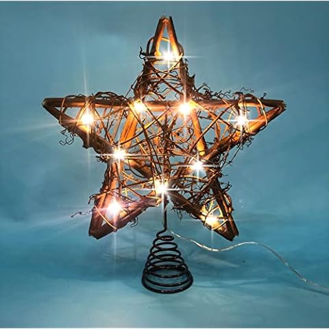 LAWOHO Rustic Rattan Christmas Tree Topper Cover
