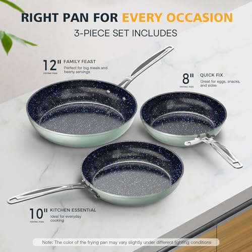 Image of Nuwave 3-Piece 8 inch, 10 inch, 12 inch Forged Lightweight Frying Pan Set