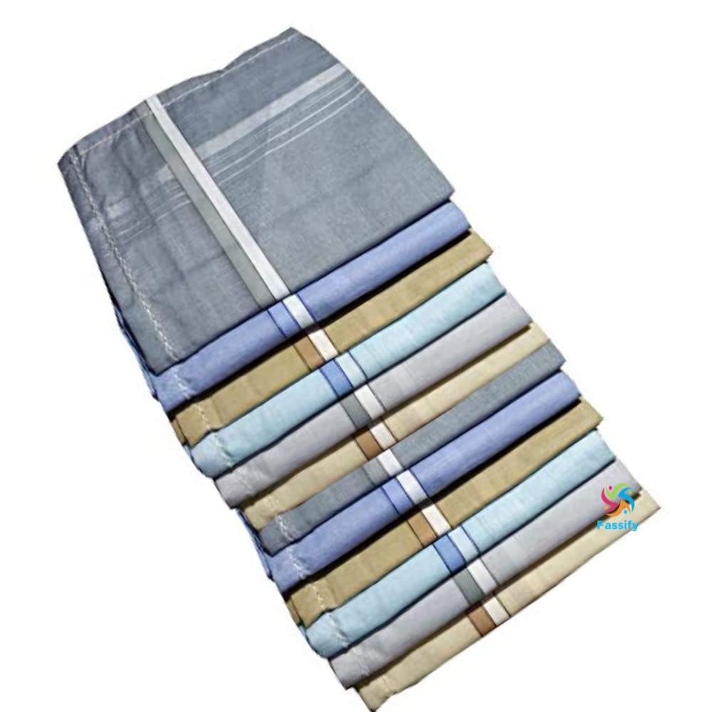 fassify brings you 100% Cotton Silky soft Handkerchiefs for Men| Soft Handfeel|Ultra Compact (Pack of 6) (LT-COLOR-DK-OUTLINE)-picture-13