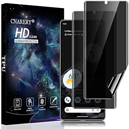 Cnarery 2 Pack Privacy Screen Protector for Google Pixel 7 Pro [Not Glass] Anti-spy Flexible TPU Screen Protector Support Fingerprint Unlock Full Coverage